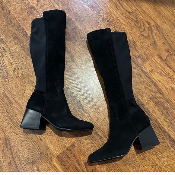 Blondo Women's Keisha Suede/Fabric Waterproof Knee High Boots Black Size 6 NWOB - Picture 1 of 12